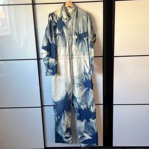 Vintage Men’s distressed and Bleach Denim Coverall - Size Large